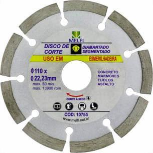 Disco Diamantado Melfi Segmentado Seco 110Mm X 22,23Mm - 10755