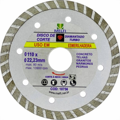 Disco Diamantado Melfi Turbo 110Mm X 22,23Mm - 10756 Disco Diamantado Melfi Turbo 110Mm X 22,23Mm - 10756