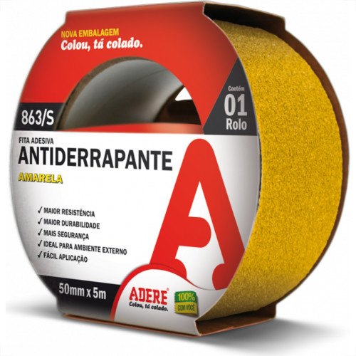 Fita Antiderrapante Adere Amarela 863S 50Mm X 5M