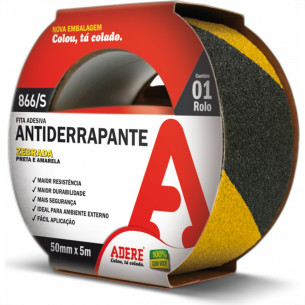 Fita Antiderrapante Adere Preta/Amarela 866S 50Mm X 5M