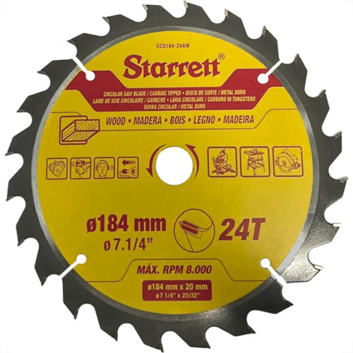 Serra Circular Widea Starrett 7.1/4''X 24 Dentes - Ccs184-24Aw Serra Circular Widea Starrett 7.1/4''X 24 Dentes - Ccs184-24Aw