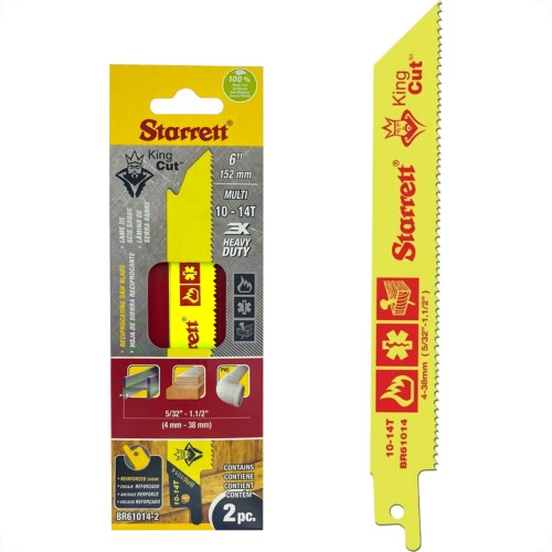 Lamina Para Serra Sabre Starrett 152Mm/6'' Bi-Metal 10-14 Dentes - Mult - Caixa Com 2 Pecas - Br61014-2