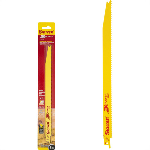 Lamina Para Serra Sabre Starrett 305Mm/12'' Bi-Metal 6 Dentes - Madeira - Caixa Com 2 Pecas - Bt126-2