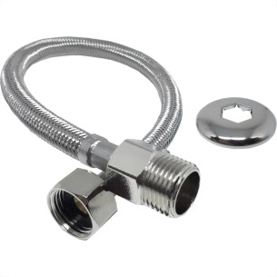 Engate Flexivel Malha Inox Alta Pressao Alpha 40Cm