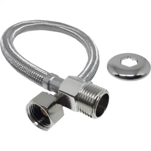 Engate Flexivel Malha Inox Alta Pressao Alpha 60Cm