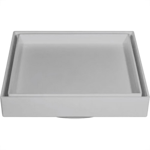 Ralo Invisivel Quadrado Ss Lares 15X15Cm Cinza Claro