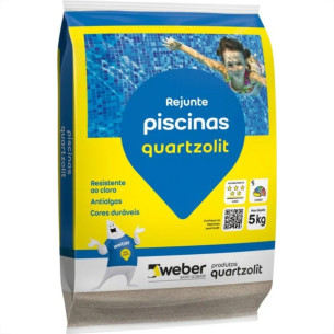 Rejunte Piscina Quartzolit Azul Celeste 5Kg - Kit C/6 Pacotes