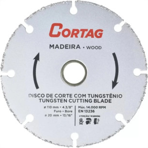Disco Para Madeira Tungstenio Cortag 110 X 20Mm