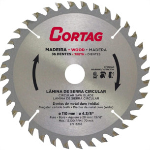 Serra Circular Widea Cortag 4.3/8''X 36 Dentes X 20Mm