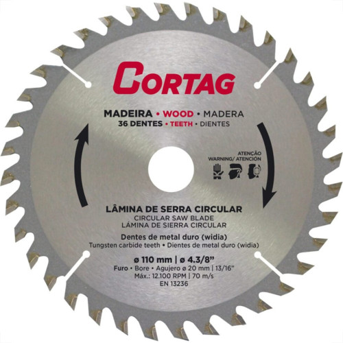 Serra Circular Widea Cortag 4.3/8''X 36 Dentes X 20Mm Serra Circular Widea Cortag 4.3/8''X 36 Dentes X 20Mm