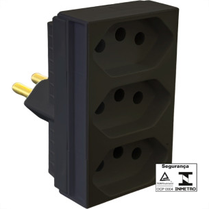 Pino 3 Saidas Ilumi 2 Polos+Terra 20A. Preto - 12320 Pino 3 Saidas Ilumi 2 Polos+Terra 20A. Preto - 12320