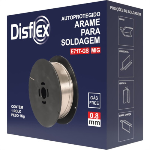 Arame Para Solda Mig Sem Solda Disflex 0,8Mm Rolo Com 1 Kg - E71T-Gs