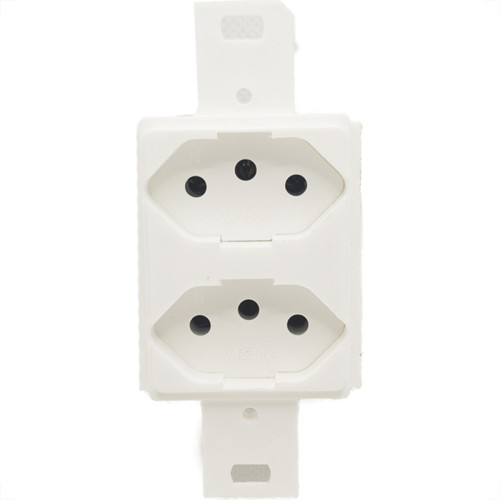 Conjunto Para Condulete Dicompel Monaco Branco 2 Tomadas 2P+T. 10A. - Dc-6100/5