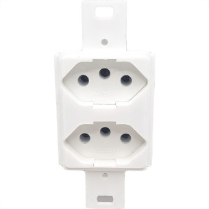 Conjunto Para Condulete Dicompel Monaco Branco 2 Tomadas 2P+T. 20A. - Dc-6100/6