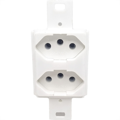 Conjunto Para Condulete Dicompel Monaco Branco 2 Tomadas 2P+T. 20A. - Dc-6100/6