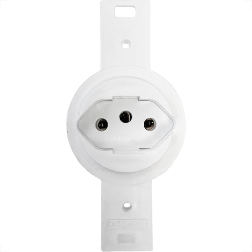 Conjunto Para Condulete Dicompel Monaco Branco 1 Tomada 2P+T. 20A. Redondo - Dc-6100/17