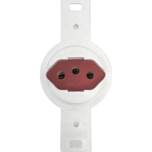 Conjunto Para Condulete Dicompel Monaco Vermelho 1 Tomada 2P+T. 20A. - Dc-6100/15