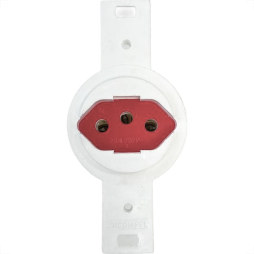 Conjunto Para Tomada De Chao Dicompel Monaco Vermelha 1 Tomada 2P.+T. 20A. - Dc-6100/13