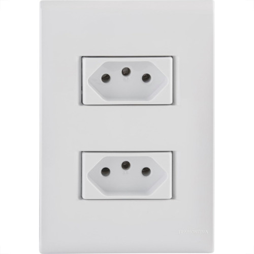 Conjunto Tramontina Com Placa Liz Branca 2 Tomadas 2P+T. 20A. - 57170/266