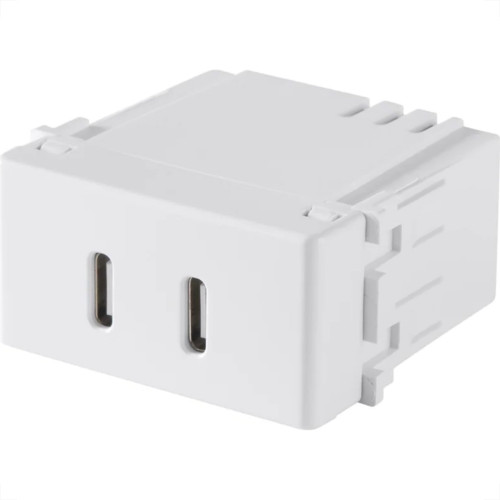 Modulo Tramontina Liz/Lux² 2 Tomadas ''Usb'' Tipo C Branco