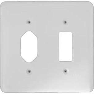 Placa Conjunto Ilumi Stylus Branco 4X4 - 1 Interruptor + 1 Tomada - 249F1