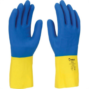 Luva Borracha Imbat Neoprene Amarela/Azul 9 - G