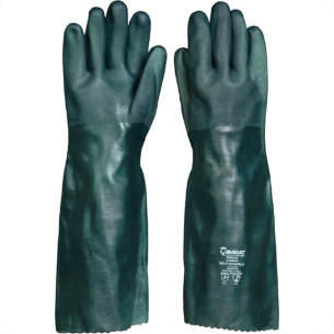 Luva Pvc Imbat Forrada Aspera Verde 9 - G - Cano 46Cm
