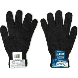 Luva Malha Trico Imbat Pigmentada Preta - Kit C/12 Pecas