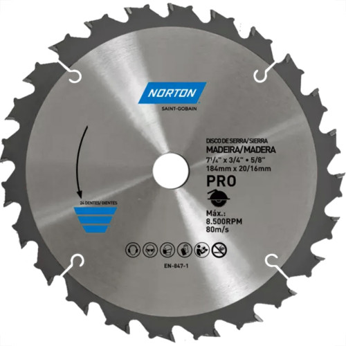 Serra Circular Widea Norton 7.1/4''X 3/4''X 5/8'' - 24 Dentes