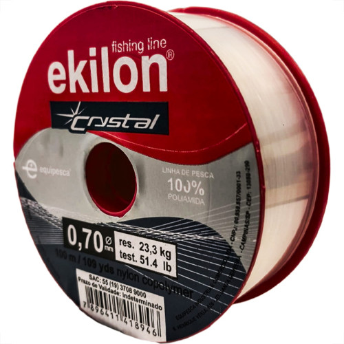 Linha Para Pesca Ekilon 0,70Mm Cristal 100M - Kit C/5 Pecas