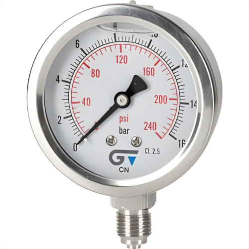 Manometro Com Glicerina Caixa Inox Genebre - 0 A 16 Bar - 3822 016