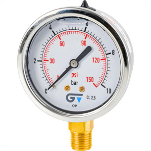 Manometro Com Glicerina Caixa Inox Genebre - 0 A 10 Bar - 3822 010