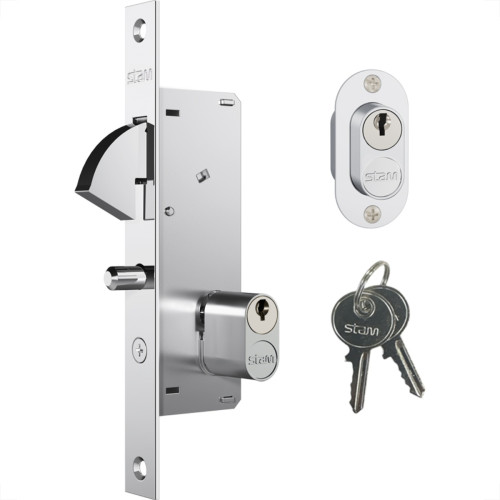 Fechadura Stam Bico De Papagaio Roseta Oval Inox - 940