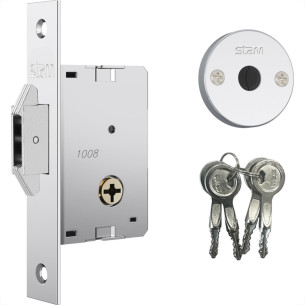 Trava Quadrupla Stam Tetra Porta De Correr Cromada Roseta Redonda Inox - 1008