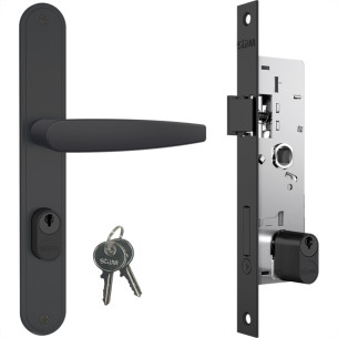 Fechadura Stam Externa Alavanca Espelho Preto Fosco - 601/33