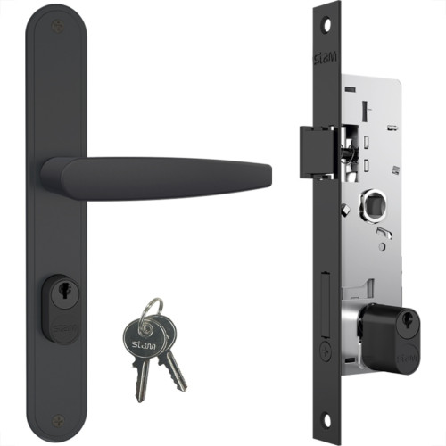 Fechadura Stam Externa Alavanca Espelho Preto Fosco - 601/33