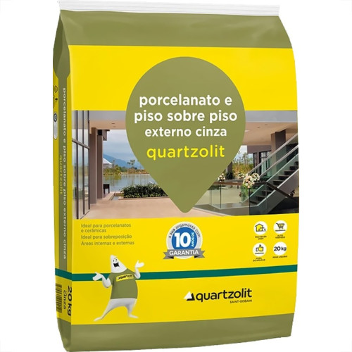 Argamassa Quartzolit Porcelanato Piso Sobre Piso Externo Cinza Aciii 20Kg