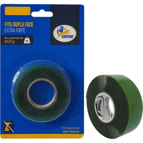 Fita Dupla Face Guepar Extra Forte Acrilica Transparente Ambiente Interno/Externo 19Mm X 2M - 800G