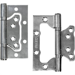 Dobradica Para Porta Guepar 4'' X 3'' X 2,5Mm Aco Inox Natural Cartela 3 Pecas Com Parafuso