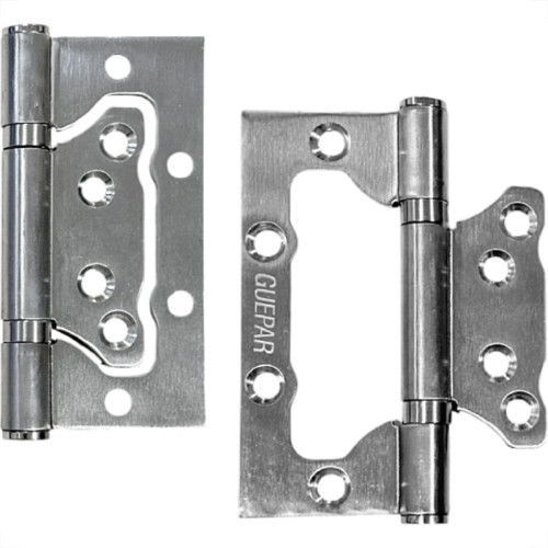Dobradica Porta Guepar 4'' X 3'' X 2,5Mm Aco Inox Natural Cartela 3 Pecas Com Parafuso