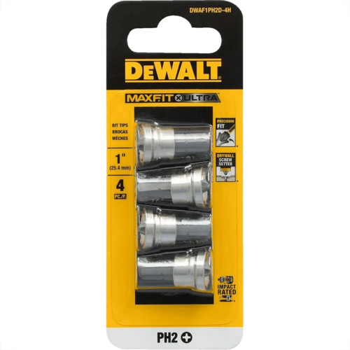 Ponteira Para Parafusadeira Gross Drywall Dewalt Maxfit 25Mm Cartela Com 4 Pecas