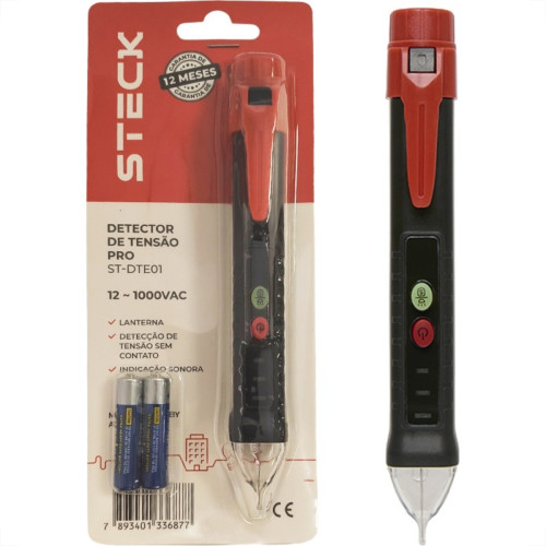 Chave Detector De Tensao Com Lanterna Steck Pro 12V. - 1000V. - St-Dte01