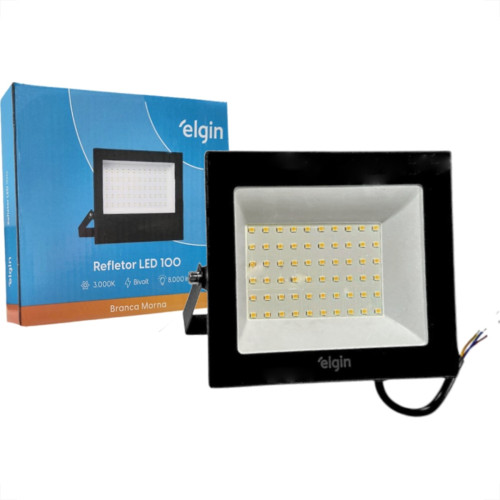 Refletor De Led Elgin 100W. 3000K. 8000Lm Ip65 Preto Bivolt