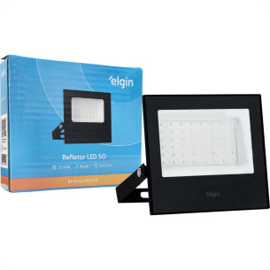 Refletor De Led Elgin 50W. 3000K. 4000Lm Ip65 Preto Bivolt