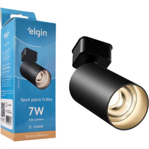 Spot Para Trilho Elgin 7W. 3000K. Preto Bivolt