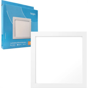 Plafon Led Sobrepor Elgin Quadrado 24W. 1920Lm. 3000K. Bivolt Branco