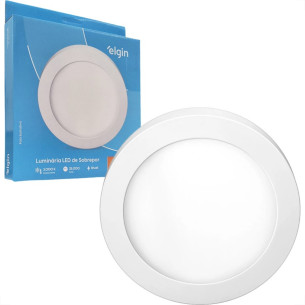 Plafon Led Sobrepor Elgin Redondo 24W. 1920Lm. 3000K. Bivolt Branco