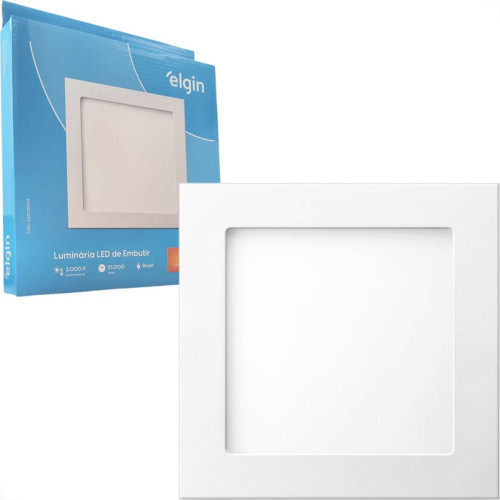 Plafon Led Embutir Elgin Quadrado 18W. 1440Lm. 3000K. Bivolt Branco