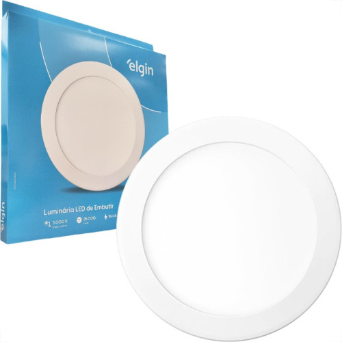Plafon Led Embutir Elgin Redondo 18W. 1440Lm. 3000K. Bivolt Branco
