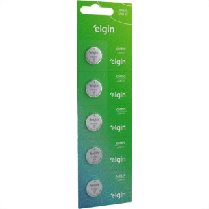 Pilha Elgin Bateria 3V. Litio Cromado 1220 Com 5 Pecas